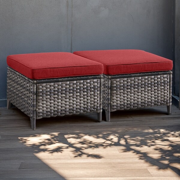 Wicker Rattan Ottoman Outdoor Patio Ottoman