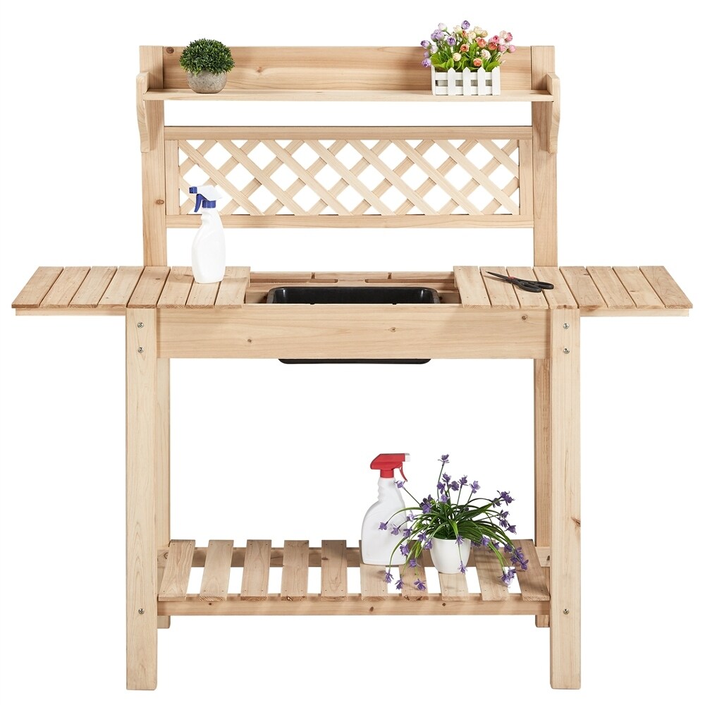 Yaheetech Garden Potting Bench Planting Table with Sliding Tabletop