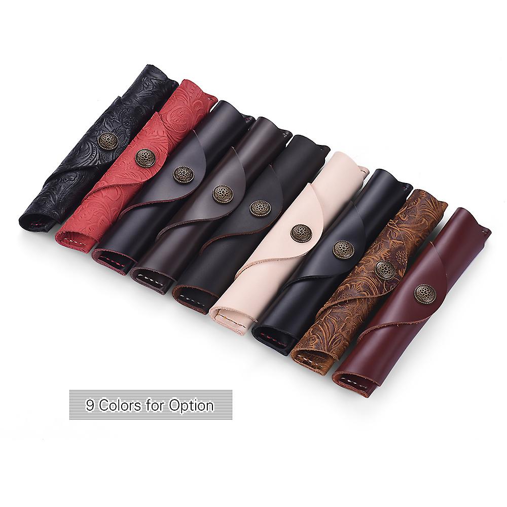 Antique Leather Pen Case Fountain Handmade Sleeve Bag Pouch Protector For Single Pen Stylus Ballpoint 7 * 1.2''  Brown