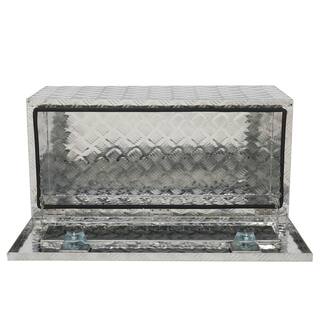 Karl home 36 in. Silver Diamond Plate Aluminum Underbody Truck Tool Box Double Lock with Key 662572796899