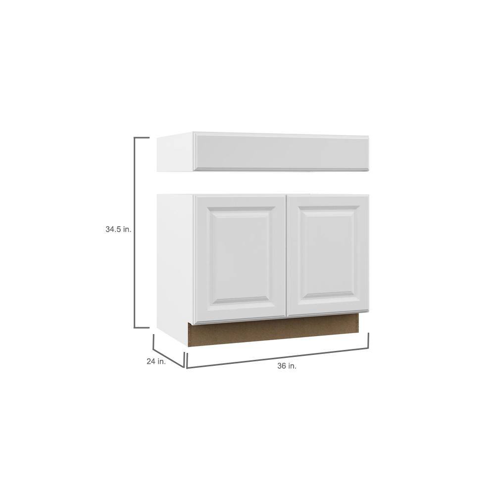 Hampton Bay Hampton Assembled 36 in. x 34.5 in. x 24 in. Accessible Sink Base Kitchen Cabinet in Satin White KSBA36-SW