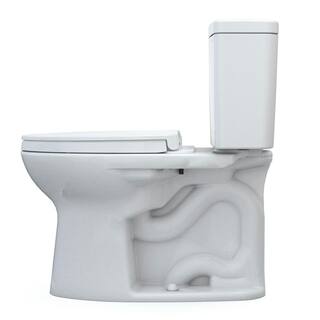 TOTO Drake 2-piece 1.6 GPF Single Flush Elongated ADA Comfort Height Toilet in. Cotton White S550E Washlet Seat Included MW7763056CSFG#01