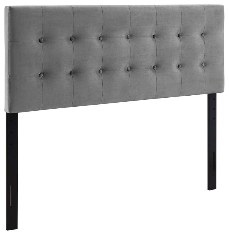 Modway Emily Twin Biscuit Tufted Performance Velvet Headboard in Gray   Transitional   Headboards   by Homesquare  Houzz