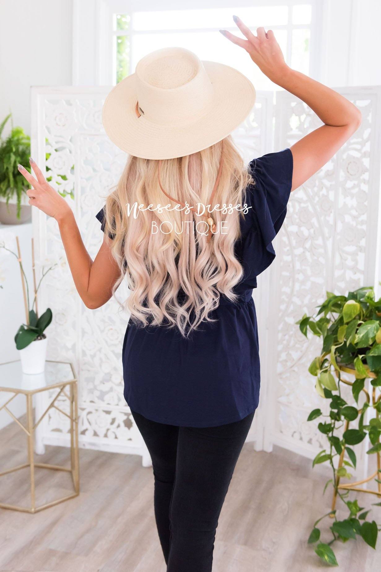 Carefree Modest Ruffle Peplum Blouse