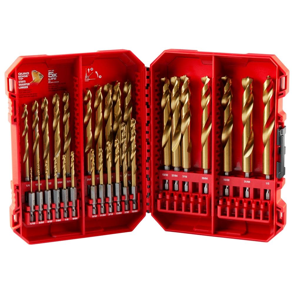 MW SHOCKWAVE Impact Duty RED HELIX Titanium Drill Bit Set 29pc 48-89-4672 from MW