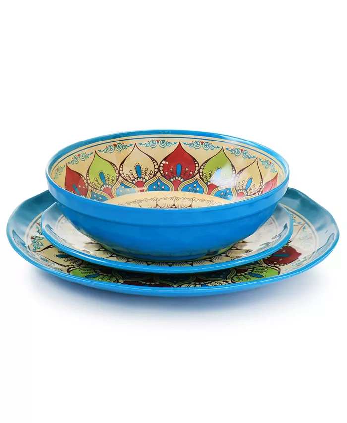 Elama Mandala Micaela 12 Piece Melamine Dinnerware Set Service for 4