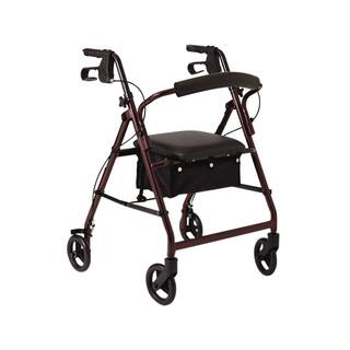 Medline Aluminum Lightweight Folding 4-Wheel Rollator in Burgundy MDS86850E