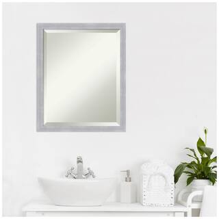 Amanti Art Grace 18 in. x 22 in. Modern Rectangle Framed Brushed Nickel Narrow Bathroom Vanity Mirror DSW5343057