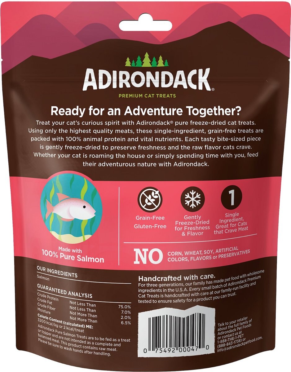 Adirondack Freeze-Dried Pure Salmon Grain-Free Cat Treats， 0.7-oz