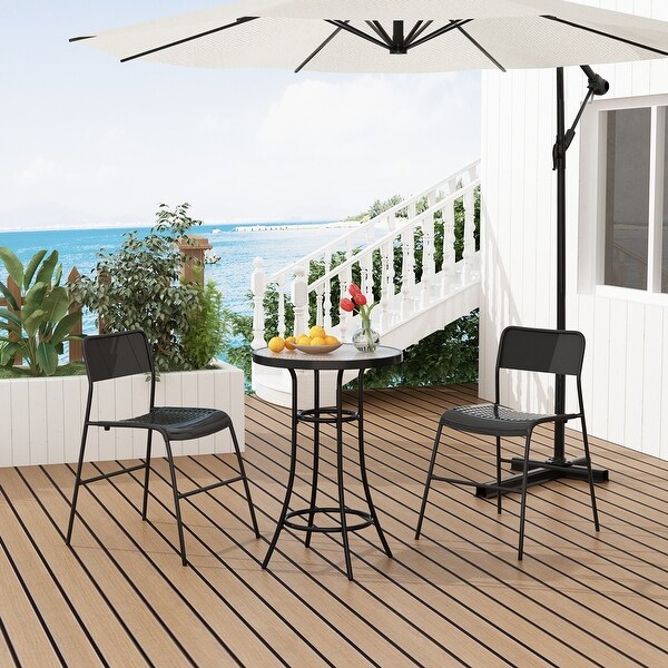 Patio Bistro Table WeatherResistant Black Metal Table Garden，Balcony