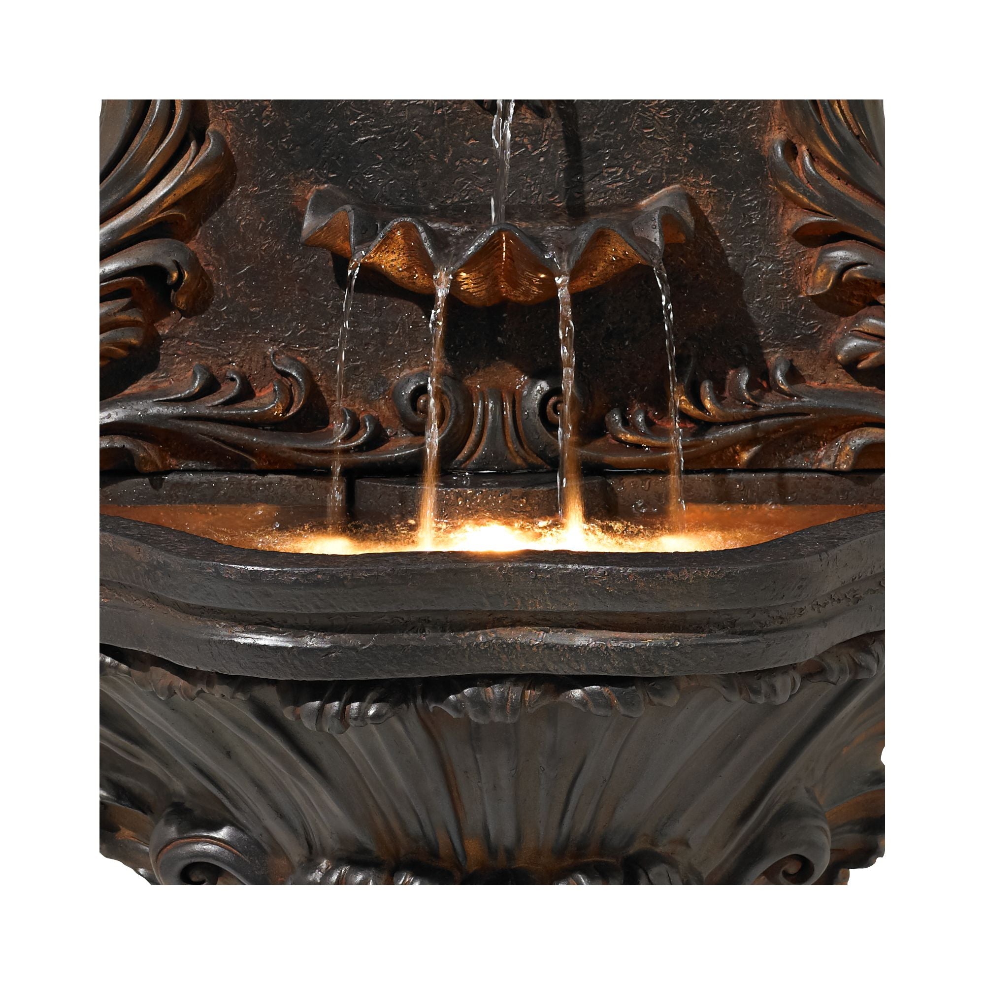 John Timberland Antiqued Outdoor Wall Water Fountain with LED Light 50