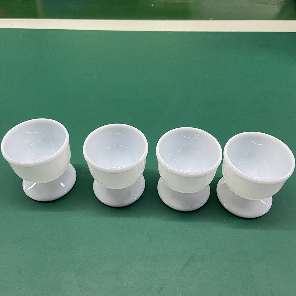 Sufanic 4Pcs Porcelain Soft Hard Boiled Egg Cup Holder Stand Set for Kitchen Breakfast，White