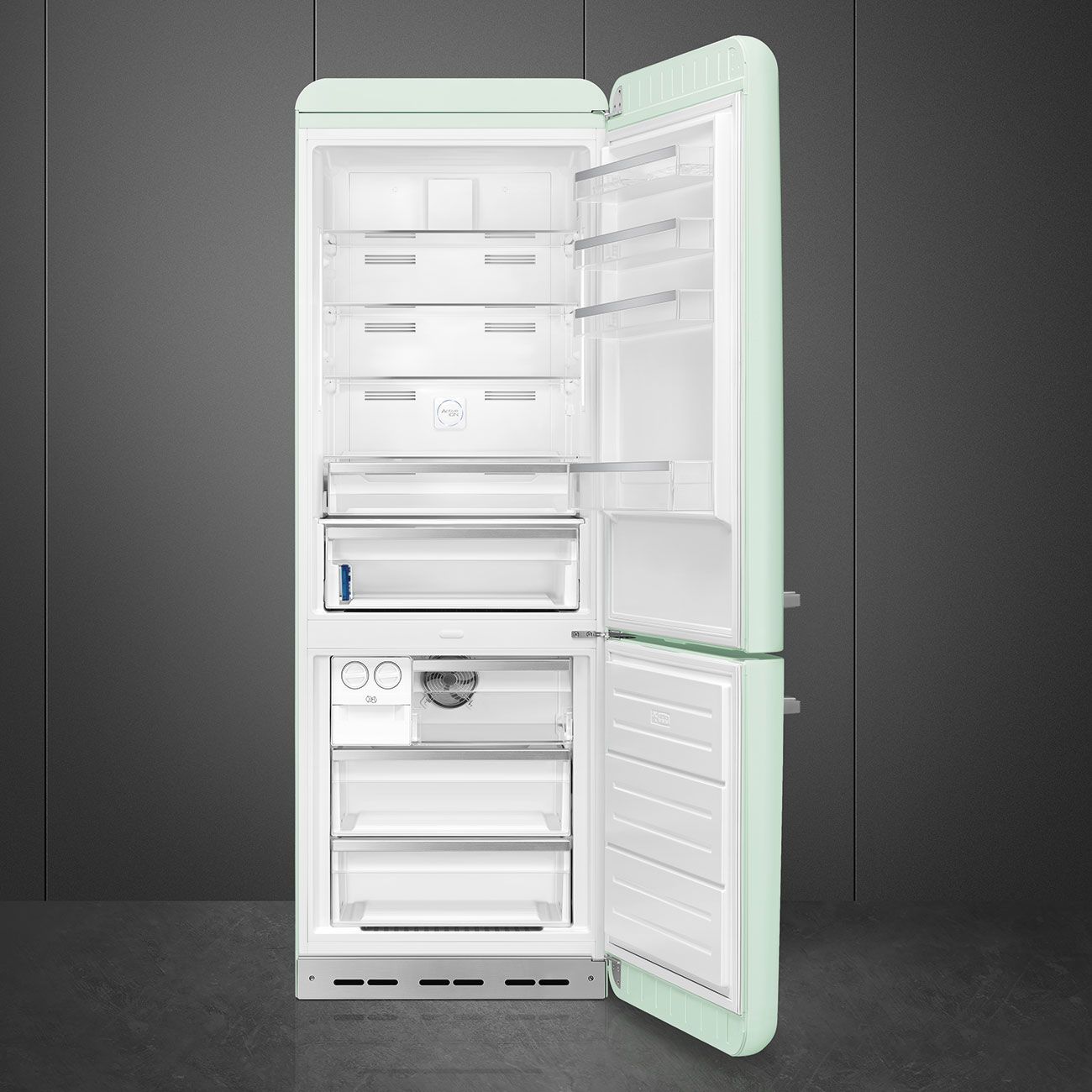 Smeg 50's Retro Style Aesthetic 18 Cu. Ft. Pastel Green Right-Hinge Bottom Freezer Refrigerator With Manual Ice Maker