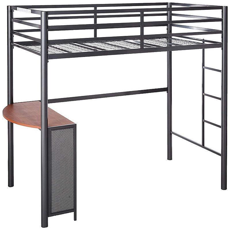 Highly Purposeful Metal Twin Loft Bed， Dark Gunmetal