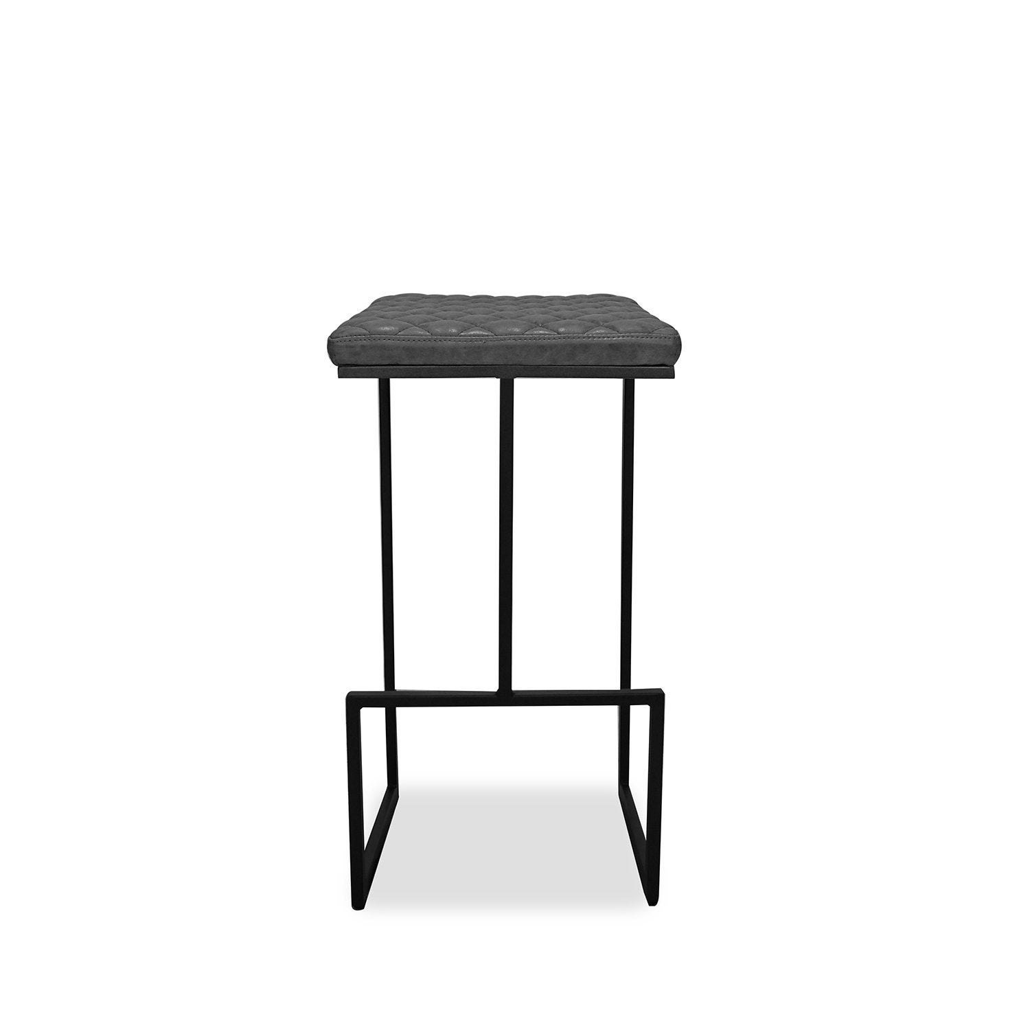 Bravo Charcoal Leather-match Square Quilted Bar Height Barstool (set of 2)