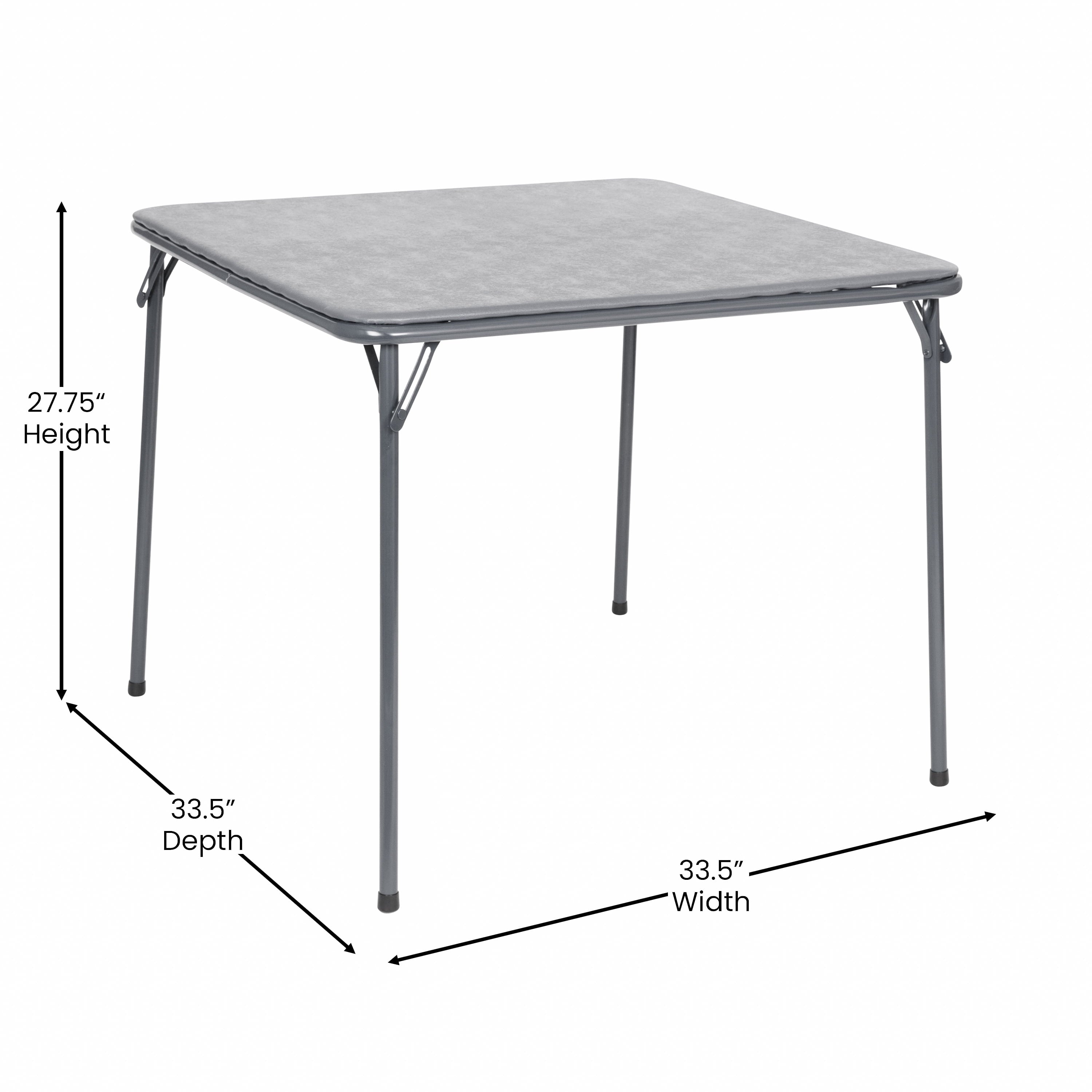 Flash Furniture Vinyl 5-Pcs Folding Game Table and Chair Set， Gray