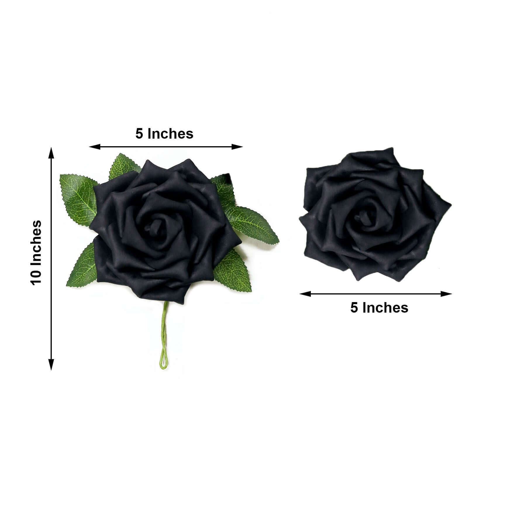 24 Roses Black Artificial Foam Flowers With Stem Wire and Leaves 5