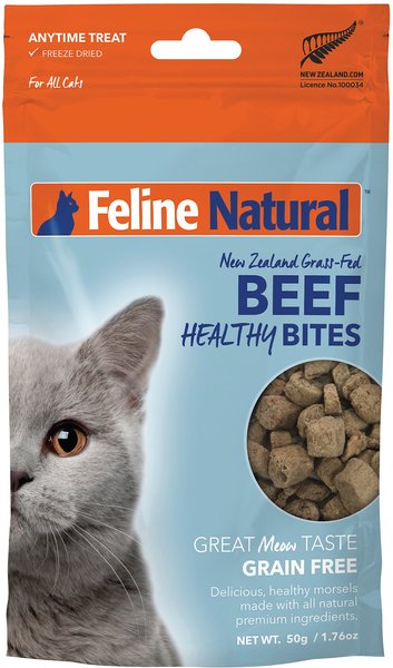 Feline Natural Beef Healthy Bites Grain-Free Freeze-Dried Cat Treats， 1.76-oz bag