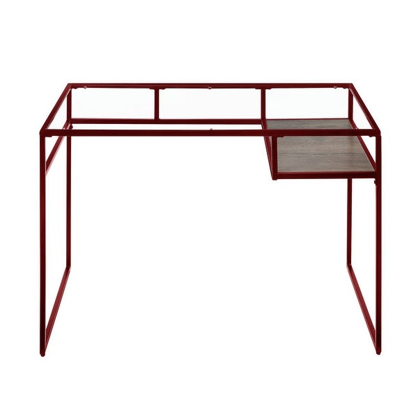 Console Table with Glass Tabletop and Open Compartment