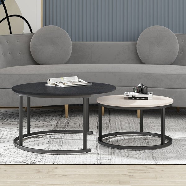 Set of 2 Modern Round Nesting Coffee Tables 31.5-Inch and 23.62-Inch