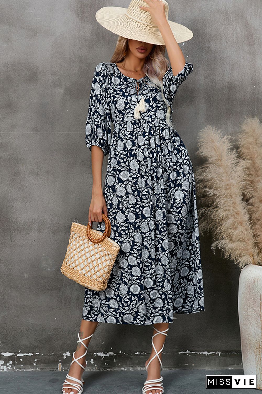 Boho V Neck FLoral Maxi Dress