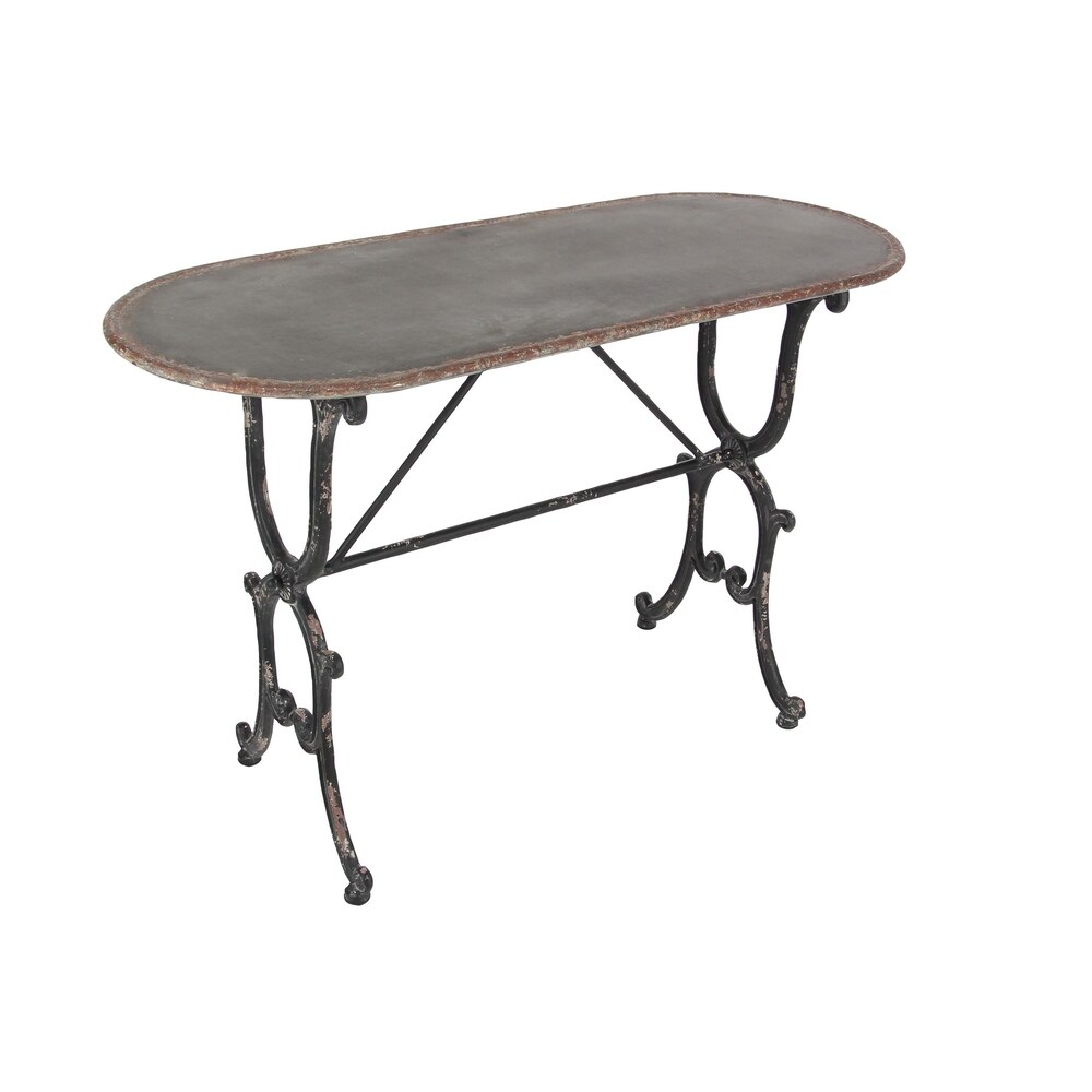 Gray Metal Console Table with Distressed Accents