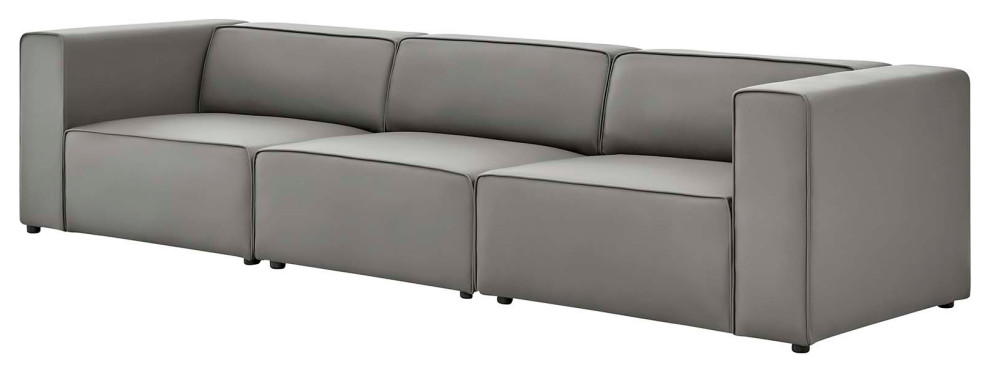 Sectional Sofa Set  Faux Vegan Leather  Gray  Modern  Lounge Hospitality   Transitional   Sectional Sofas   by House Bound  Houzz