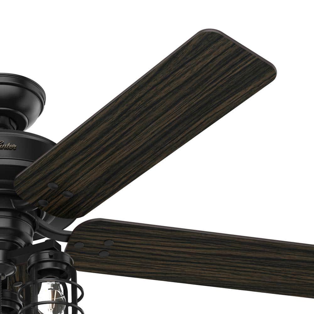 Hunter Port Isabel 52 in LED IndoorOutdoor Matte Black Ceiling Fan with Light Kit