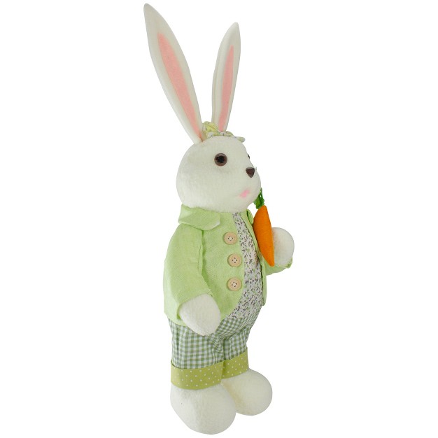 White And Green Standing Rabbit Easter Figure