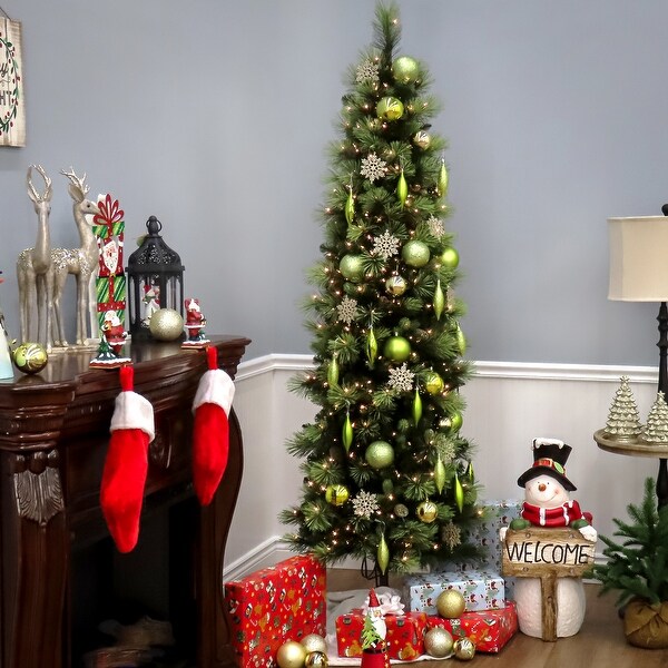 National Tree Company 7 ft. Carolina Pine Slim Tree with Clear Lights