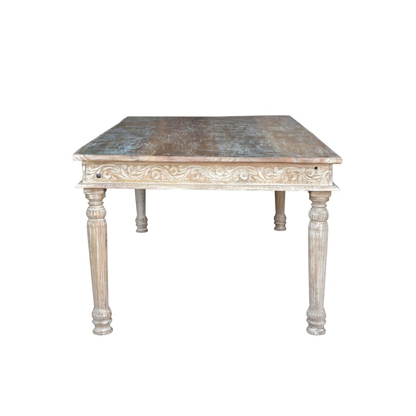 Driftwood Recycled Carved Dining Table  83   83