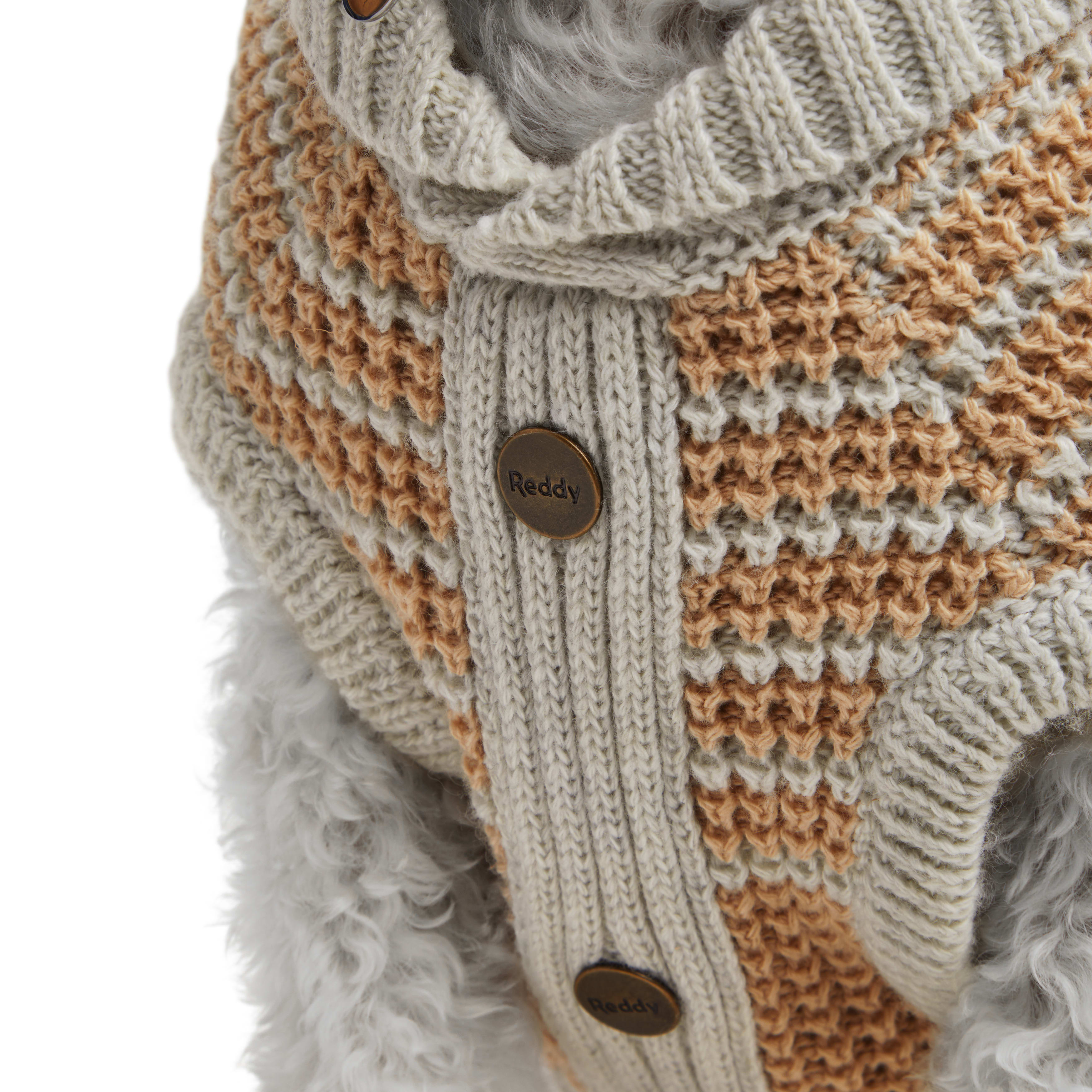 REDDY Tan/Grey Trim Cardigan for Dogs， X-Small