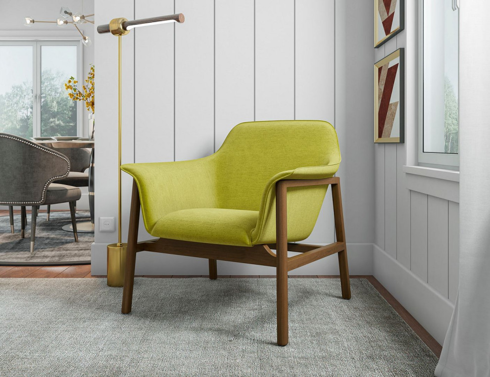 Manhattan Comfort Miller Linen Weave Accent Chair   Midcentury   Armchairs And Accent Chairs   by Manhattan Comfort  Houzz