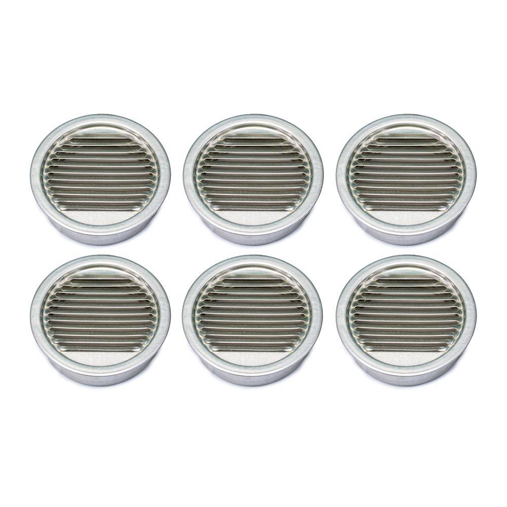 Air Vent 4.45 in. x 4.45 in. Round Mill Finish Weather Resistant Aluminum Soffit Vent MLM4MF