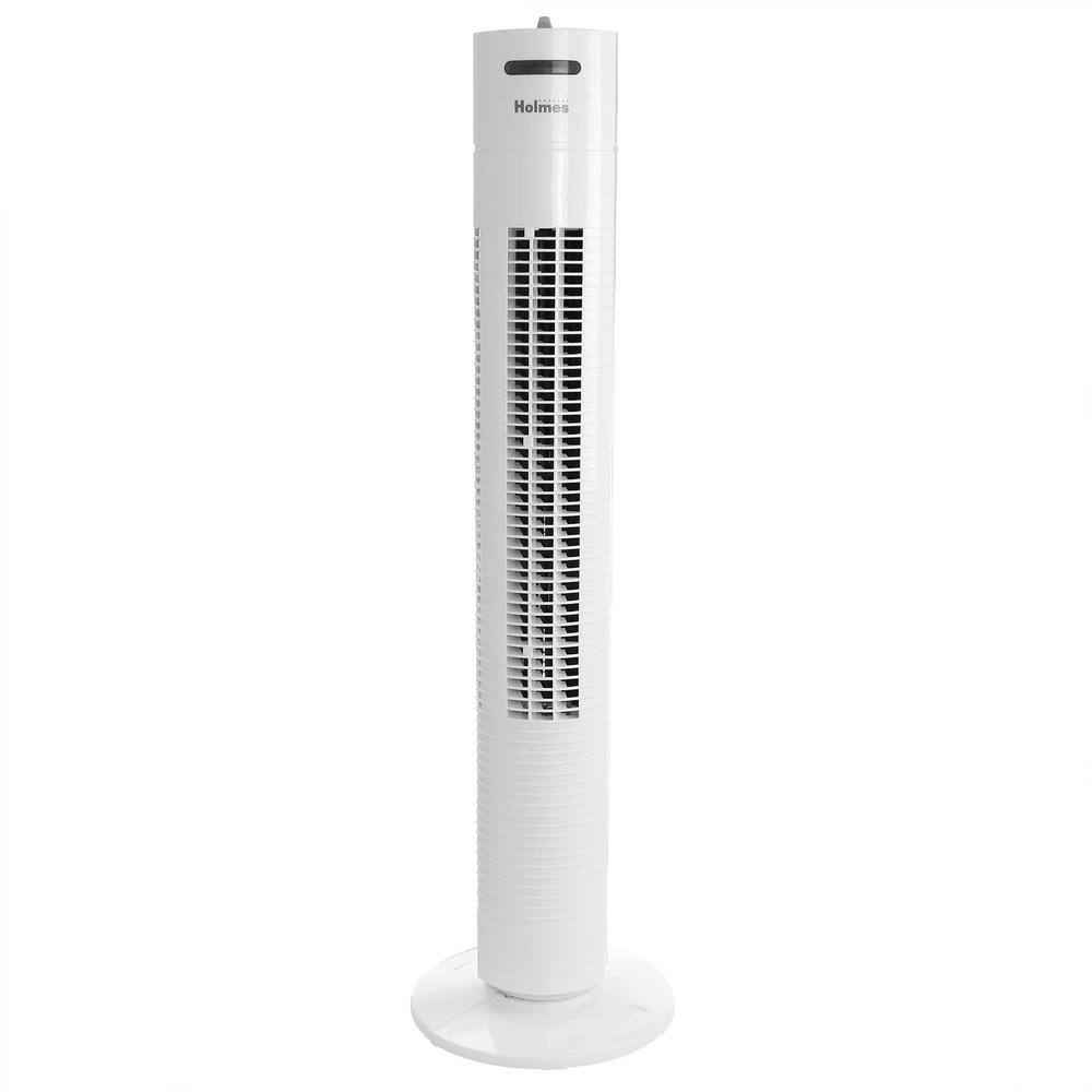 Holmes 31 in. Oscillating Tower Fan with 3 Speed Settings in White 985118517M