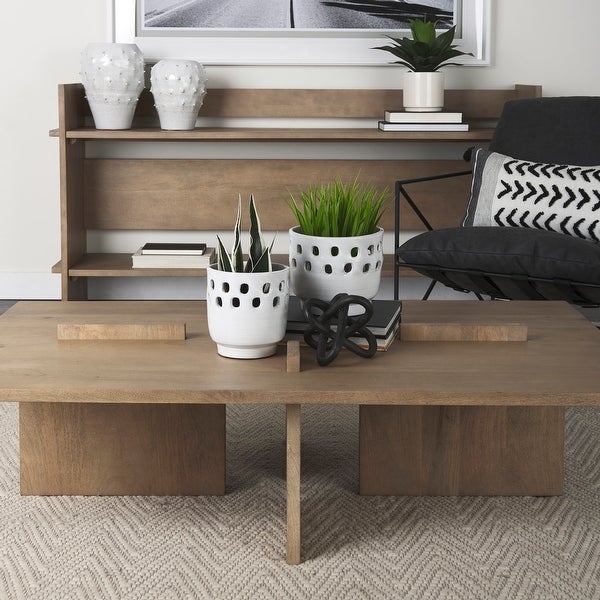 Aida Natural Brown Solid Wood Rectangular Coffee Table