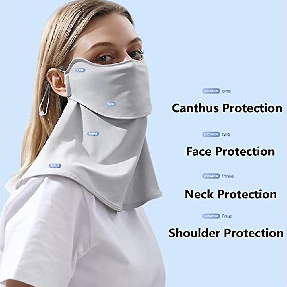 Women Sunscreen Mask With Adjustable Ear Loop Ice Silk  Scarf Face Neck Uv Protection For Summer