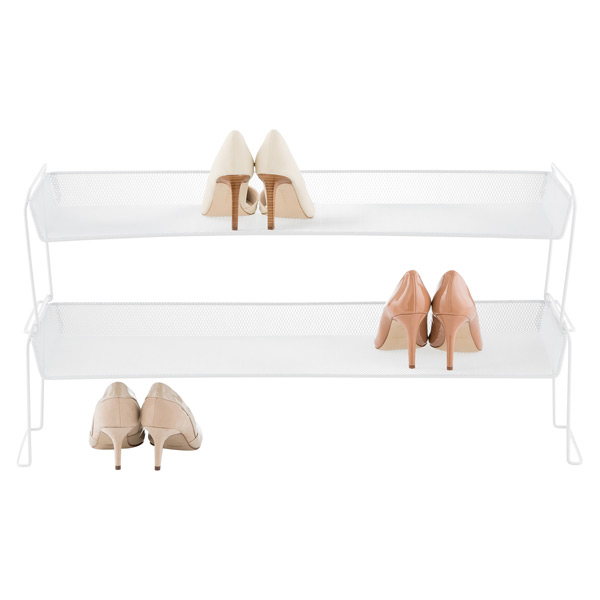 White Mesh Stackable Shoe Shelf