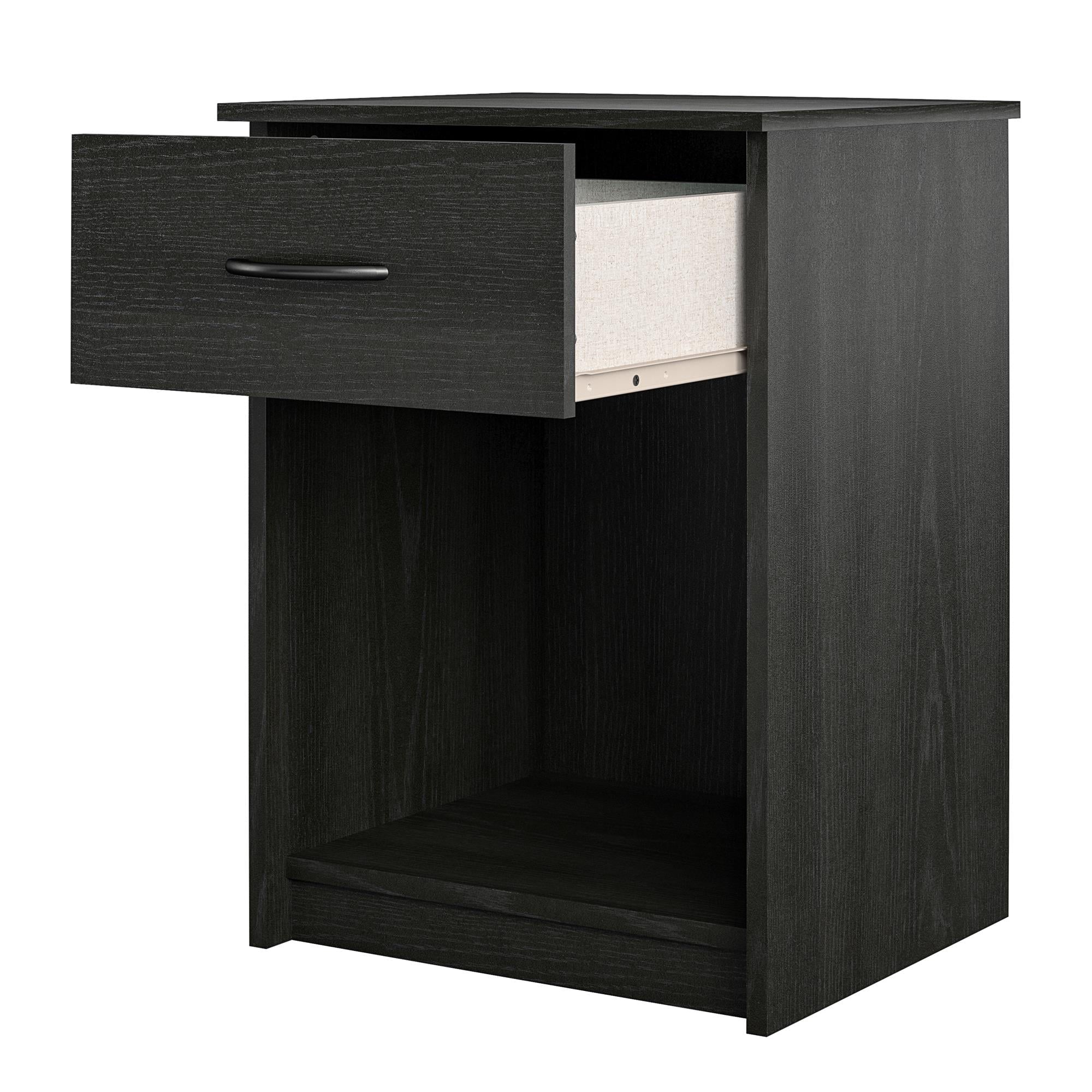 Mainstays Classic Nightstand with Drawer, Black Oak