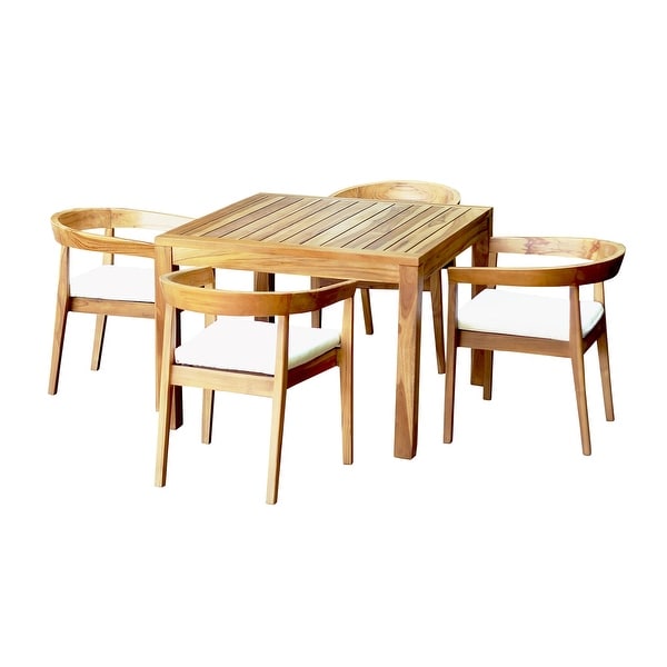 Panama Jack Bali Teak 5Piece Square Dining Table with Cushions