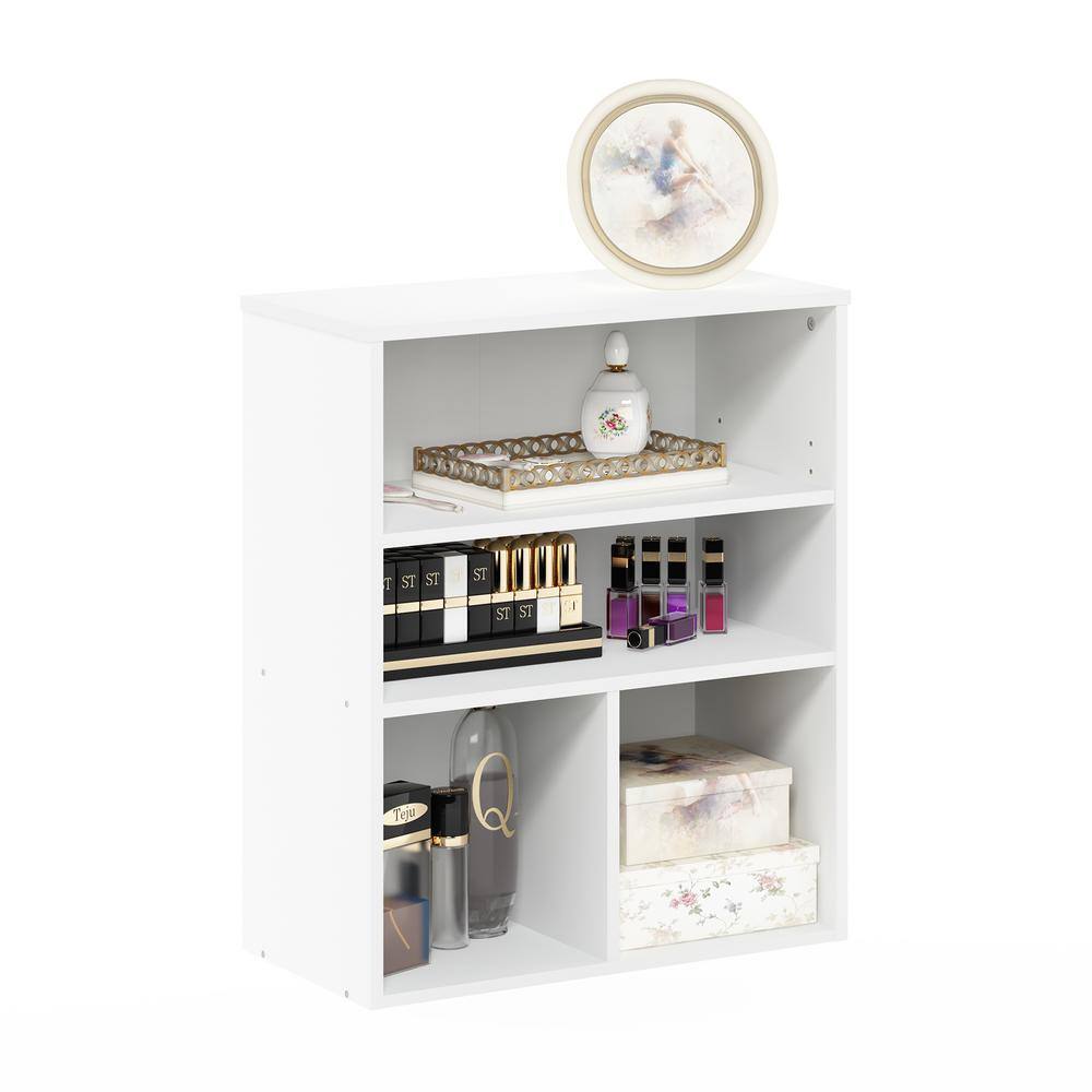 Furinno Pasir 28.15 in. White 3-Shelf Etagere Bookcase with Adjustable Shelves 20122WH