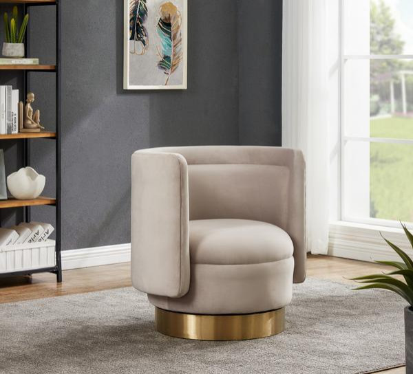 Sara Swivel Accent Chair Pale Taupe/Gold   Contemporary   Armchairs And Accent Chairs   by V.S.D Furniture  Houzz