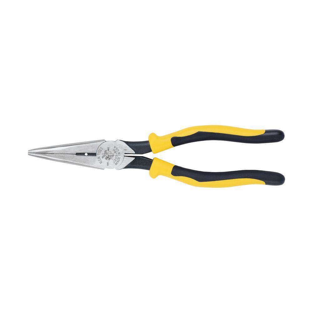 Klein Tools 8 in. Journeyman Heavy Duty Long Nose Side Cutting Pliers with Skinning Hole J203-8NSEN