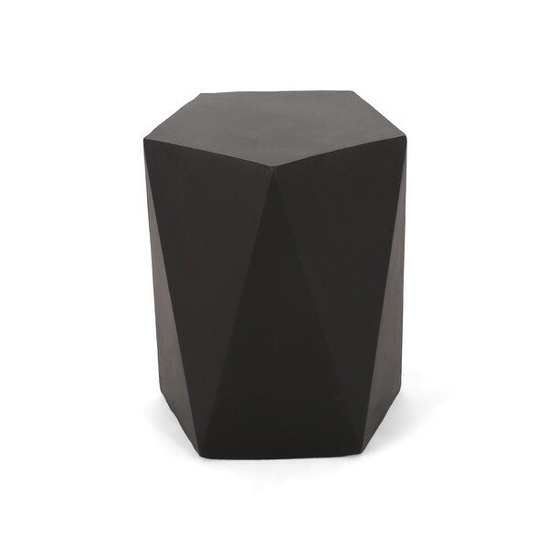 Outdoor Lightweight Concrete Pentagonal Shaped Side Table with a Chic Geometriccut Base