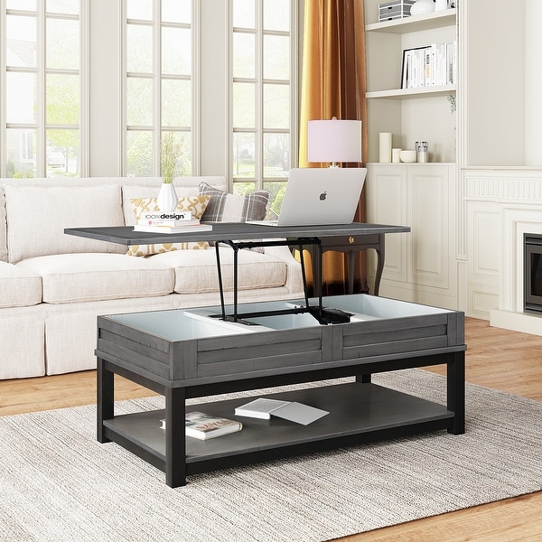 Living room Wooden Lift Top Coffee Table with Shelf