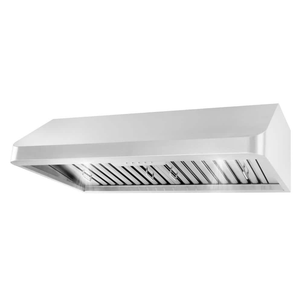 Cosmo 36 in Ducted Under Cabinet Range Hood in Stainless Steel with Push Button Controls LED Lighting and Permanent Filters