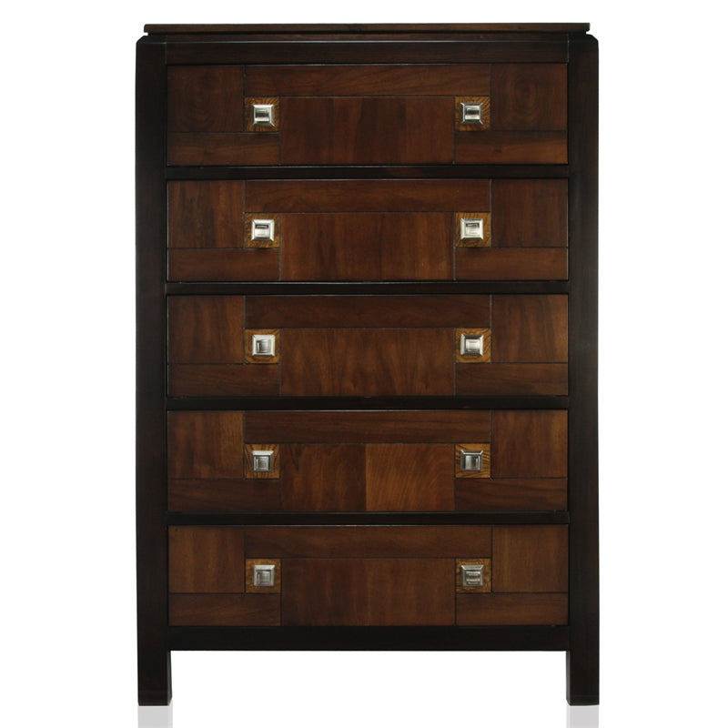 Furniture of America Delia Transitional Wood 5-Drawer Chest in Walnut