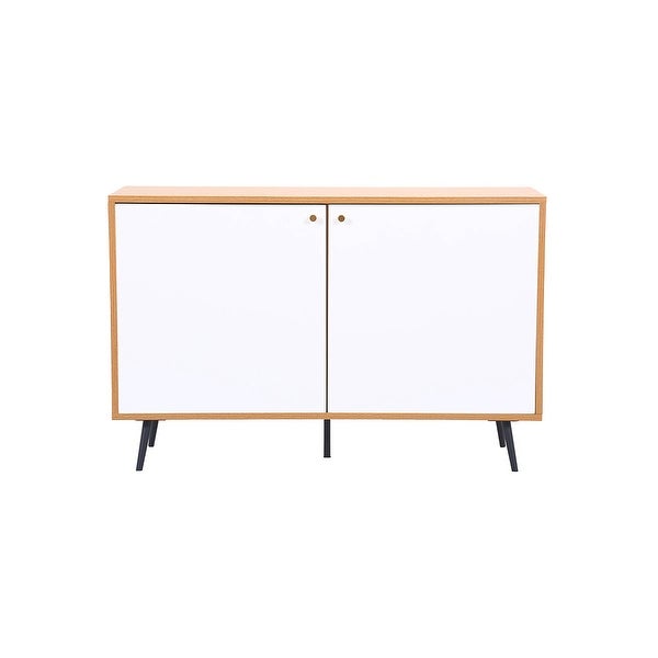 Light Brown and White Storage Console Cabinet Table