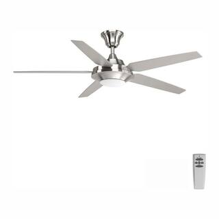 Progress Lighting Signature Plus II Collection 54 in. LED Indoor Brushed Nickel Modern Ceiling Fan with Light Kit and Remote P2539-0930K