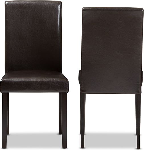 Mia Modern Dark Brown Faux Leather Upholstered Dining Chair  Set of 2   Transitional   Dining Chairs   by HedgeApple  Houzz